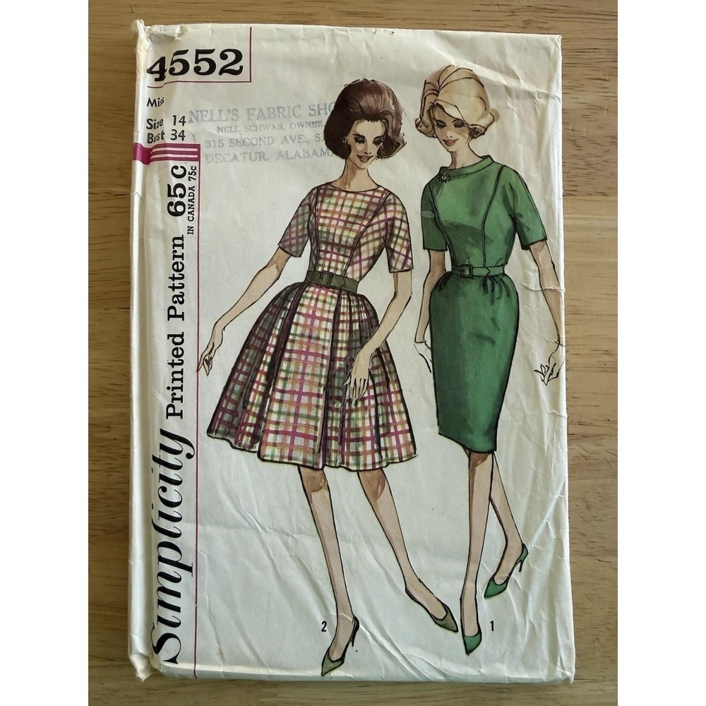 Simplicity Pattern 4552 Misses' 1-Piece Dress w 2 Skirts Size‎ 14 / Bust 34 CUT